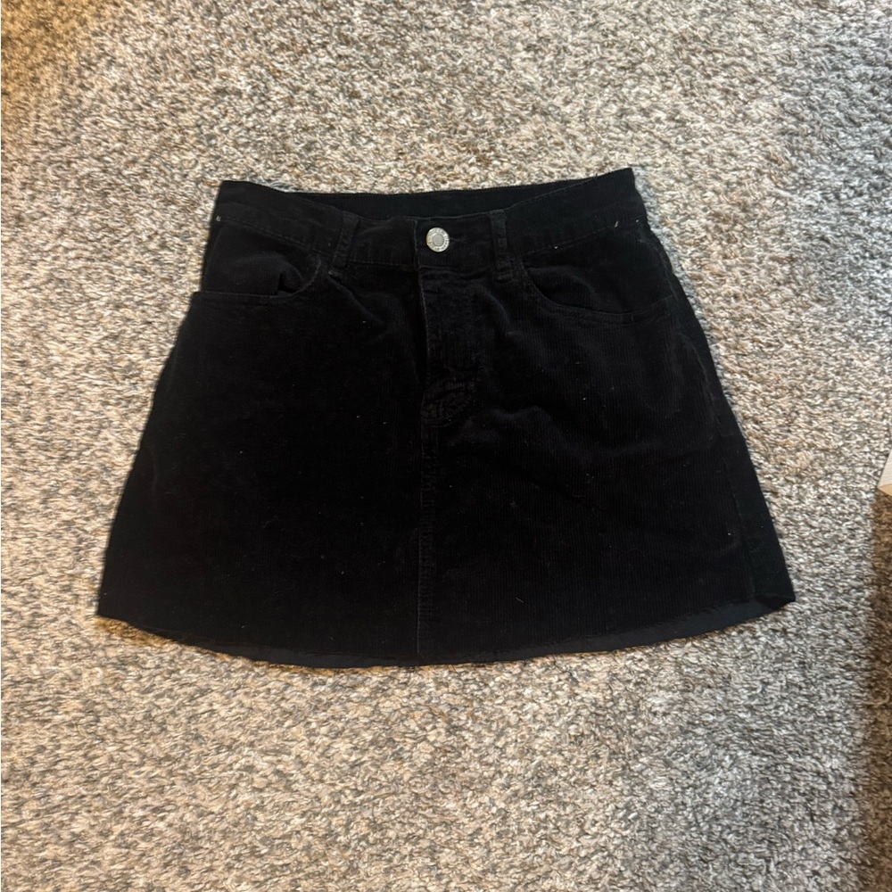 John Galt Brandy Melville Black Corduroy Mini Skirt